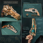 Revolver Steampunk - puzzle 3d en bois