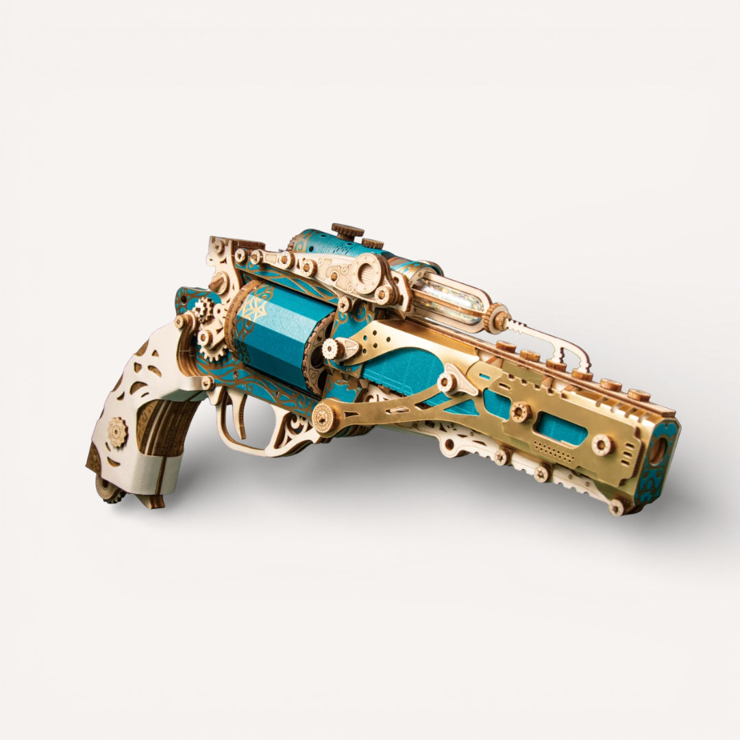 Revolver Steampunk - puzzle 3d en bois