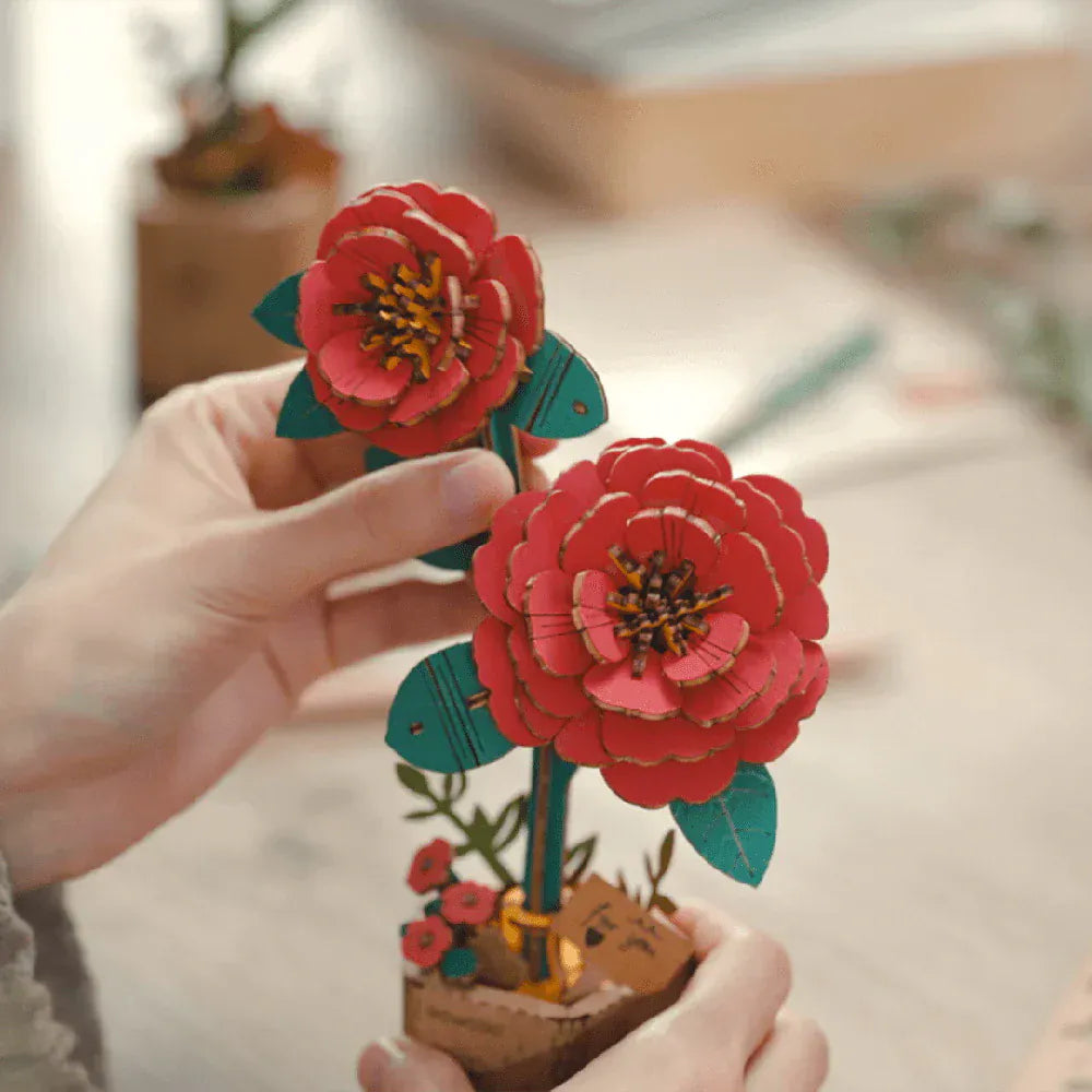 Puzzle 3D Camellias – Assemblez la Beauté en Relief Unique