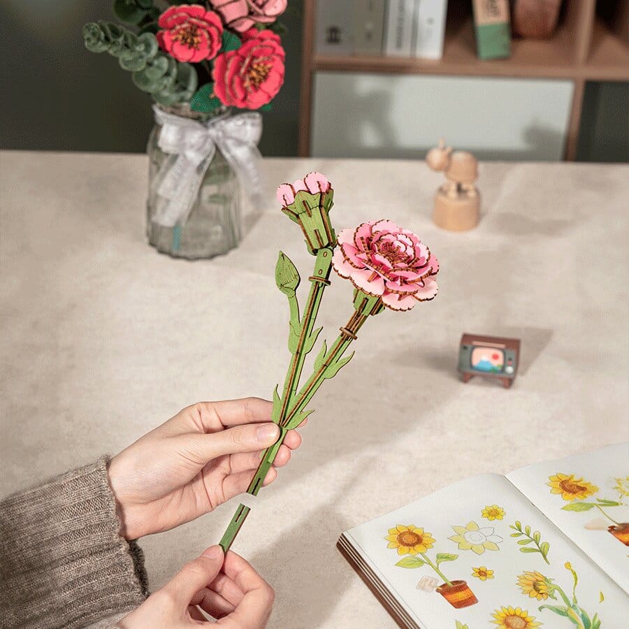 Puzzle 3D Oeillets Roses : Assemblez une oeuvre florale unique !