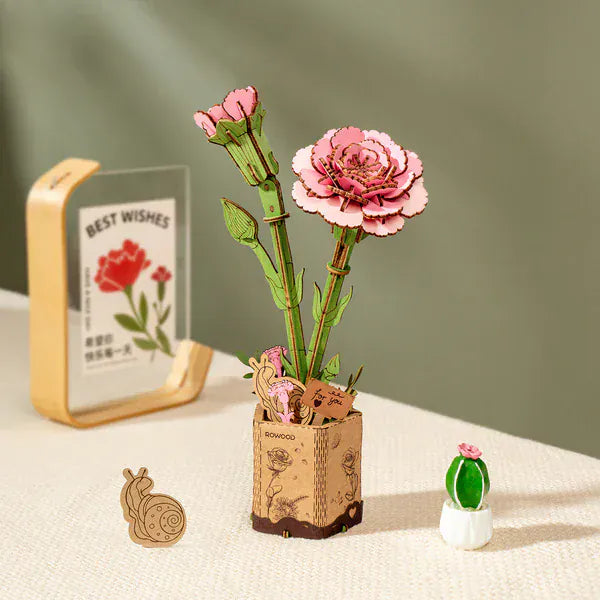 Puzzle 3D Oeillets Roses : Assemblez une oeuvre florale unique !