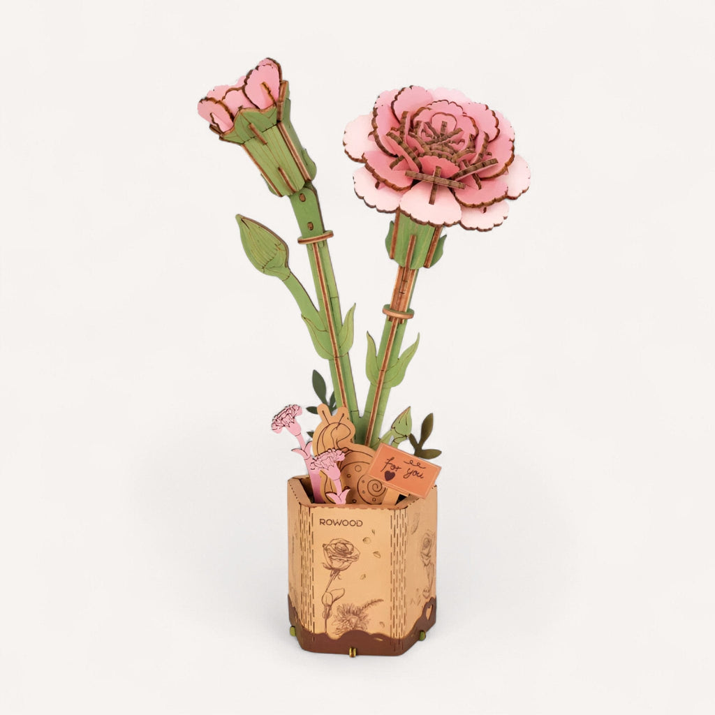 Puzzle 3D Oeillets Roses : Assemblez une oeuvre florale unique !