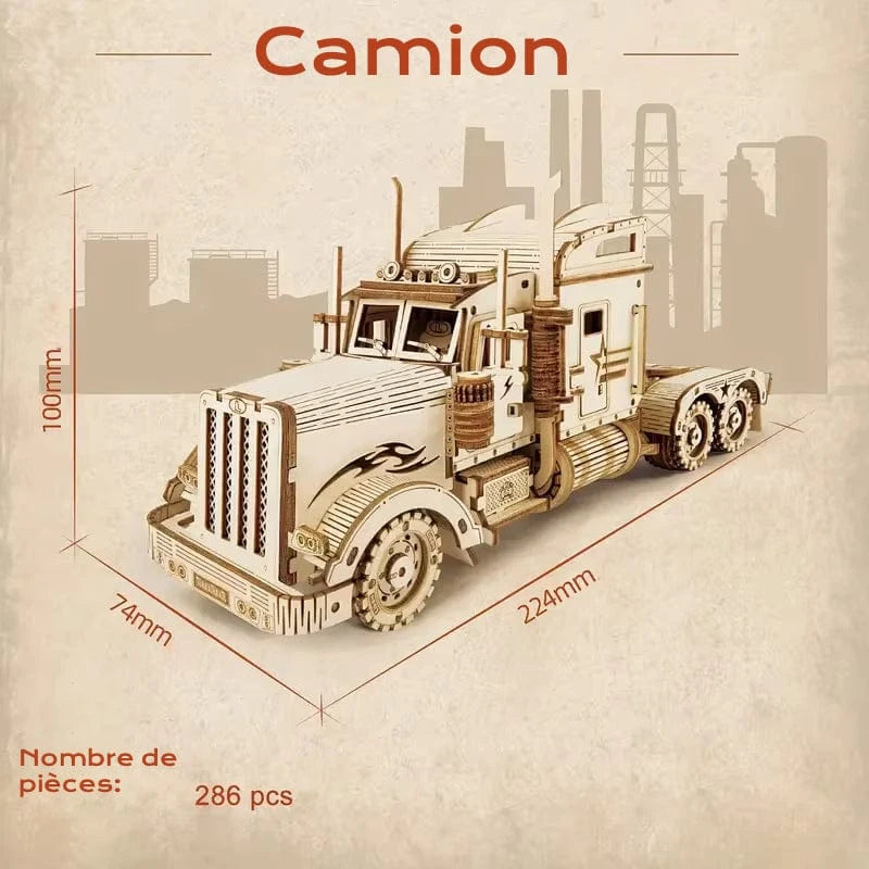Puzzle 3D Bois Camion – Construisez, Admirez, Émerveillez-vous !
