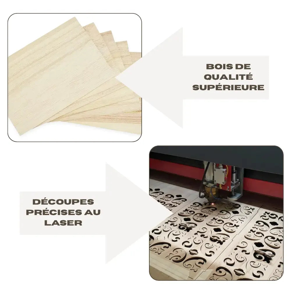 Détail du puzzle 3D en bois mettant en évidence la qualité du matériau et la précision de la découpe, garantissant des pièces nettes et parfaitement ajustées.