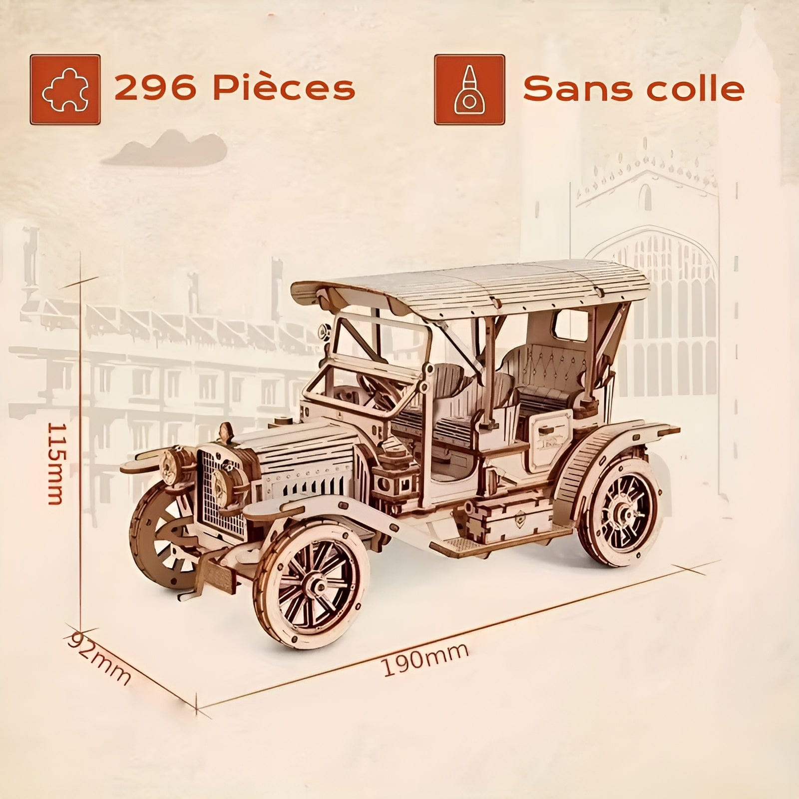 Puzzle 3D En Bois Voiture – Construisez Votre Chef-d'œuvre Unique!