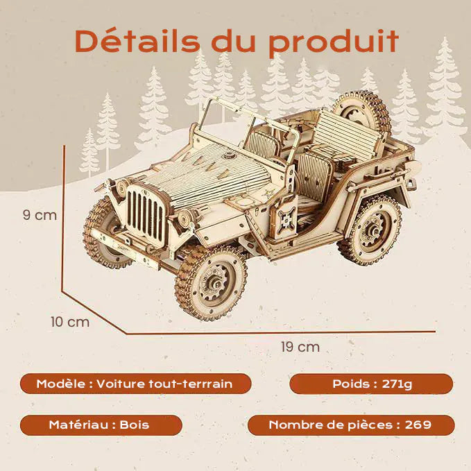 Puzzle 3D Bois Voiture – Construisez et Dévoilez Votre Chef-d’Œuvre